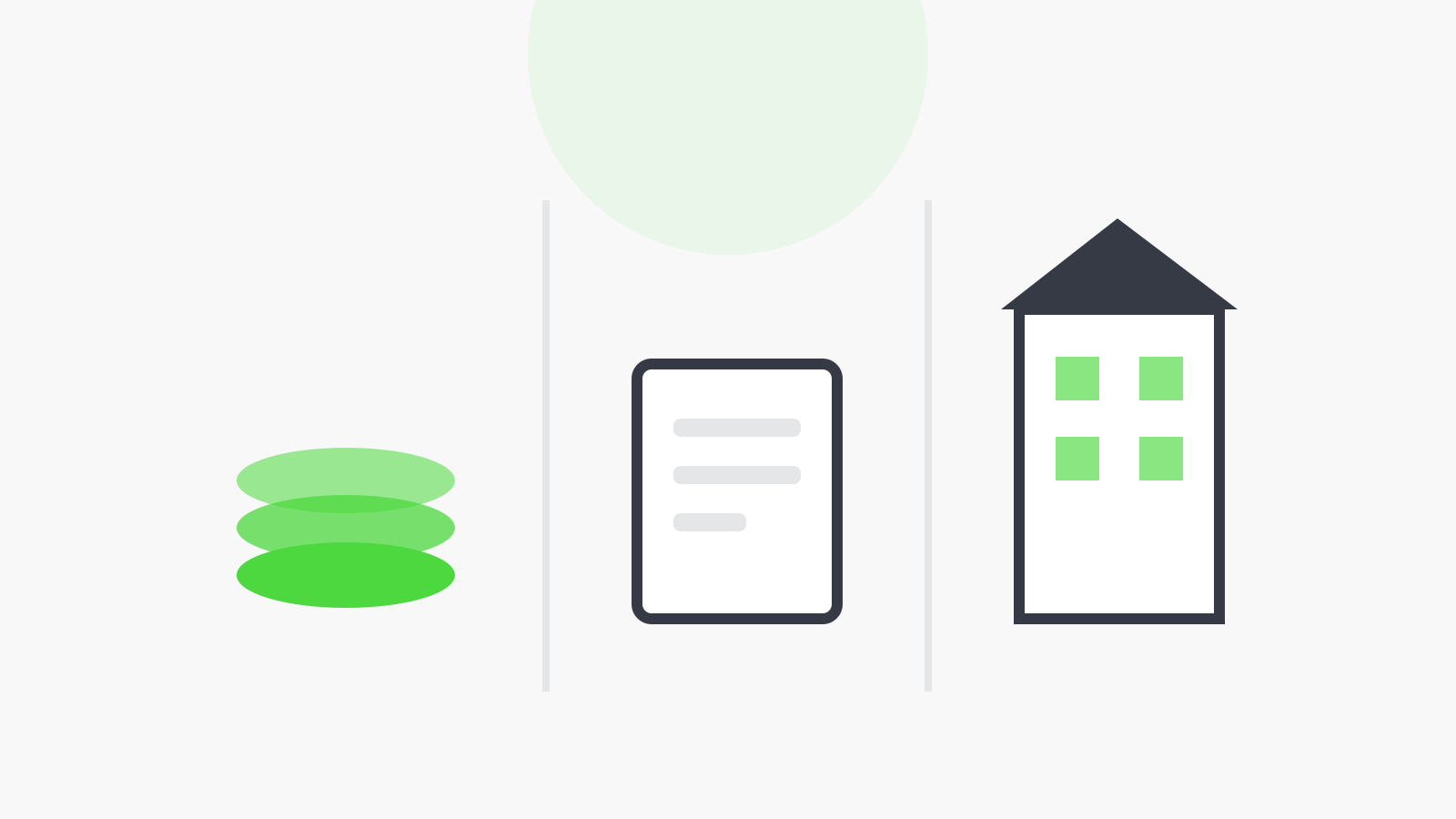 Coins, invoice and property icons compared side by side