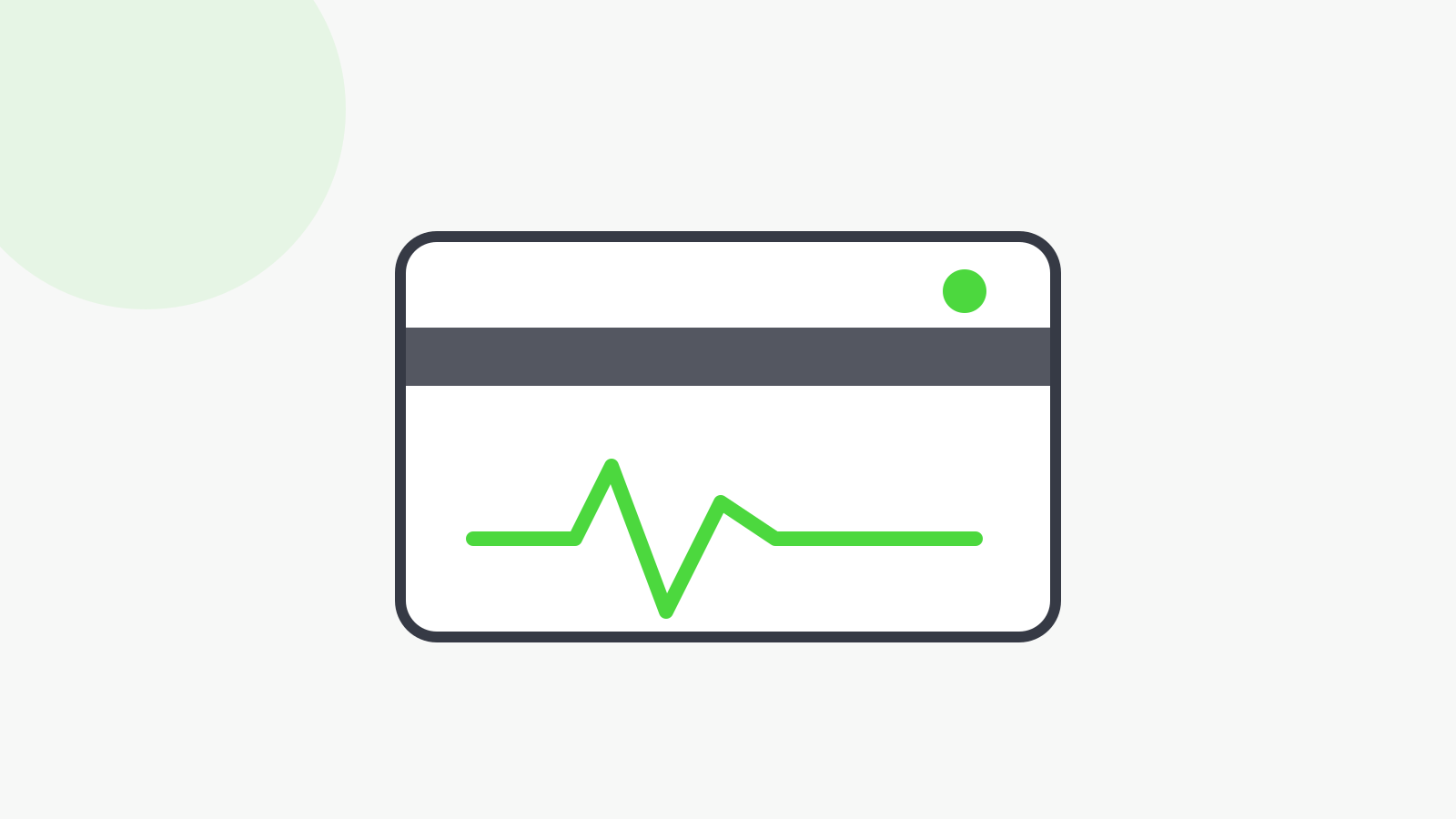 Credit card graphic with a pulse line